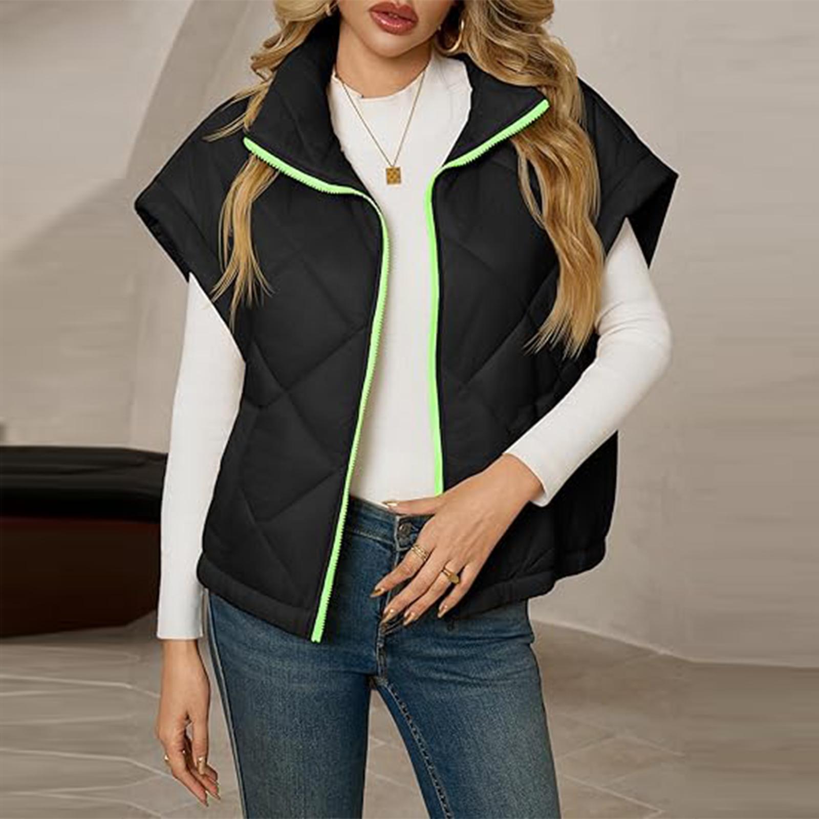 

Women s Solid-color Down Vest Jacket XL чёрный