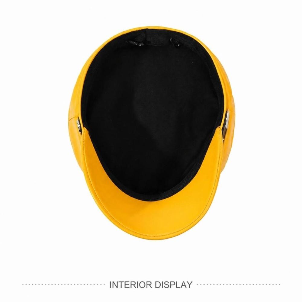 Skórzana czapka typu Baker Boy z metalowym łańcuszkiem Płaska czapka Beret w stylu vintage Czapka do noszenia na co dzień