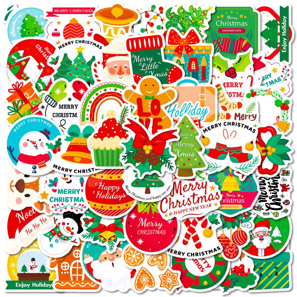 50 Christmas Stickers Christmas Party Diy Window Glass Arrangement Decorative Festive Vibe Stickers