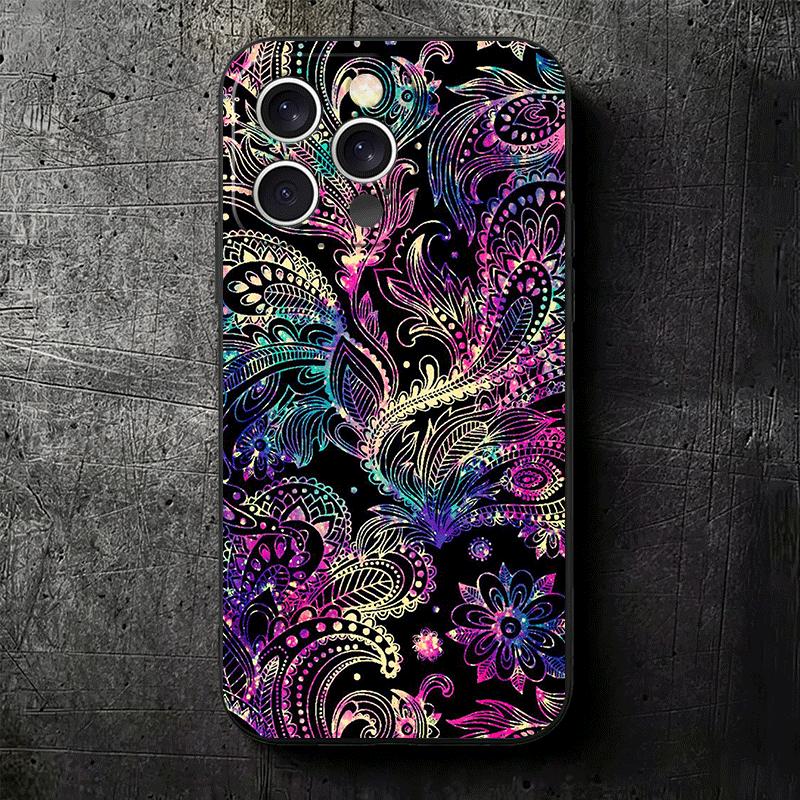 Mandala Sunflower Dreamy Style Soft Phone Case for iPhone 16 16E 17 Air 15 Pro Max 14 Plus 13 Mini 11 12 7 Black Cover Back Shel