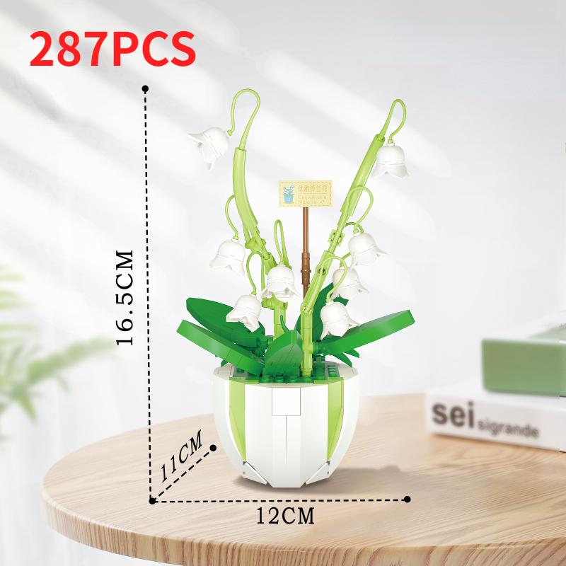 New Mini Building Blocks Toys For Girls Bonsai Bricks Potted Flowers Blossoms Plants Construccion Kids Adult Toys Christmas Gift