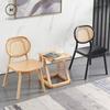 Homlly Ika Mid Century Wooden Rattan Cane Dining Chair