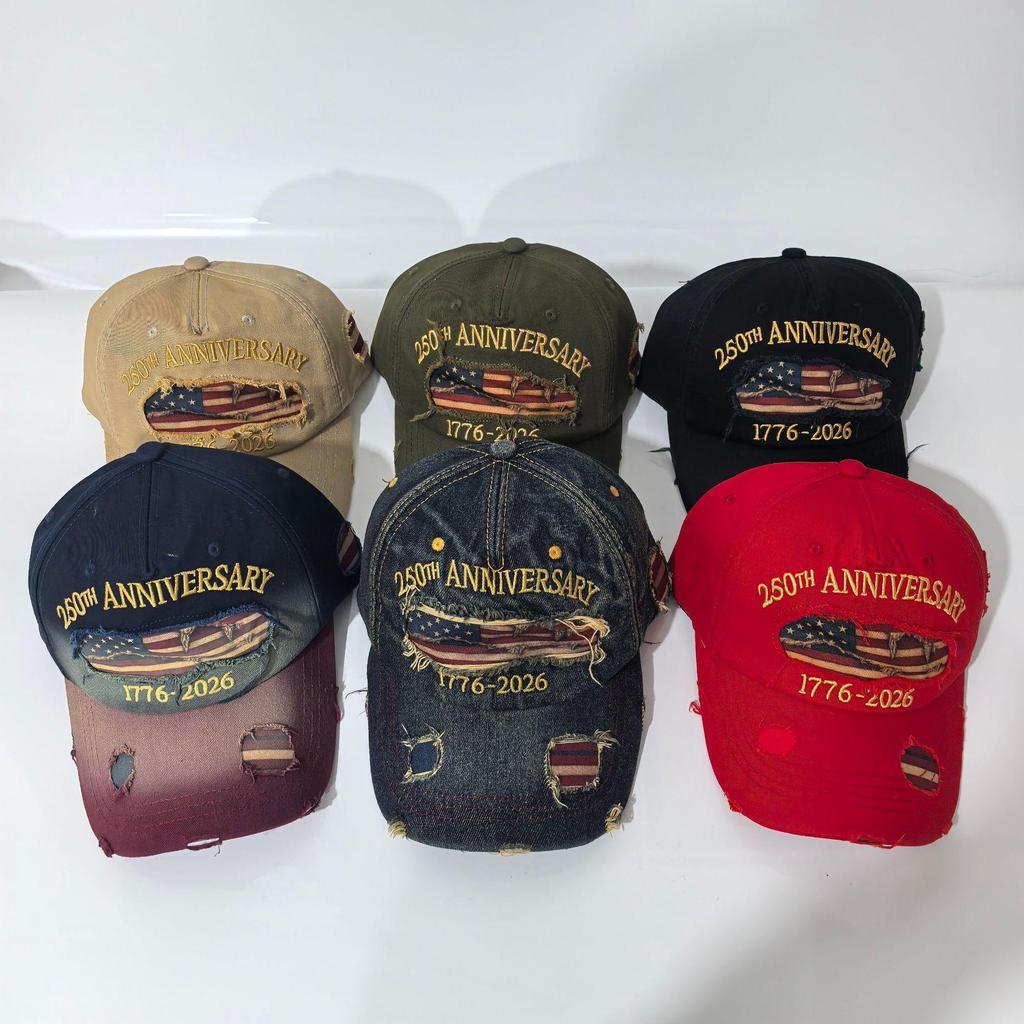 250th Anniversary Vintage American Flag Denim Baseball Cap Unisex