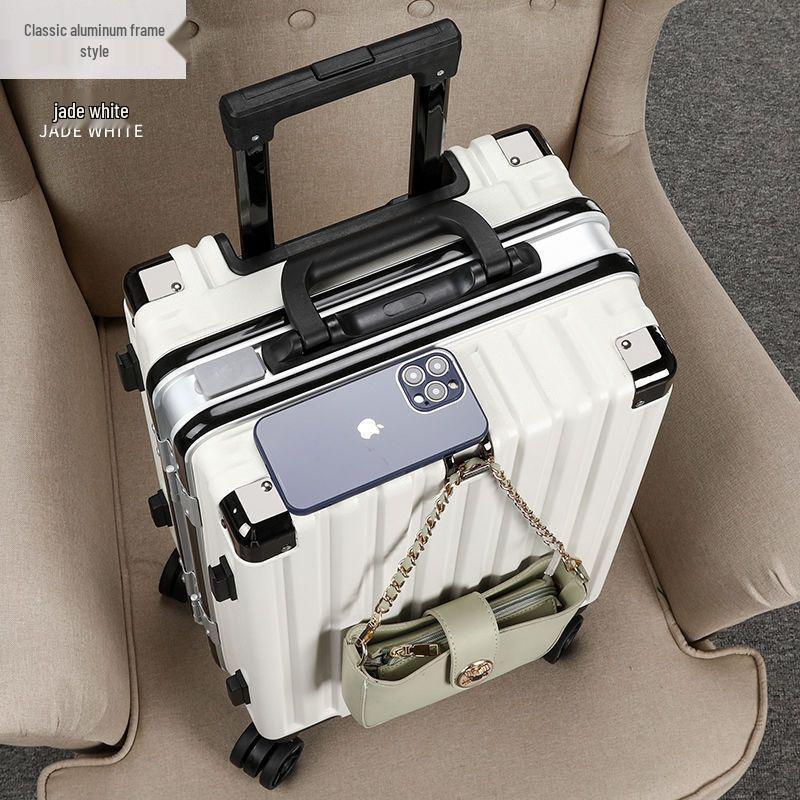 Sturdy Aluminum Frame Trolley Suitcase with Silent Wheels & Combination Lock - Large Capacity for Men, Women & Students