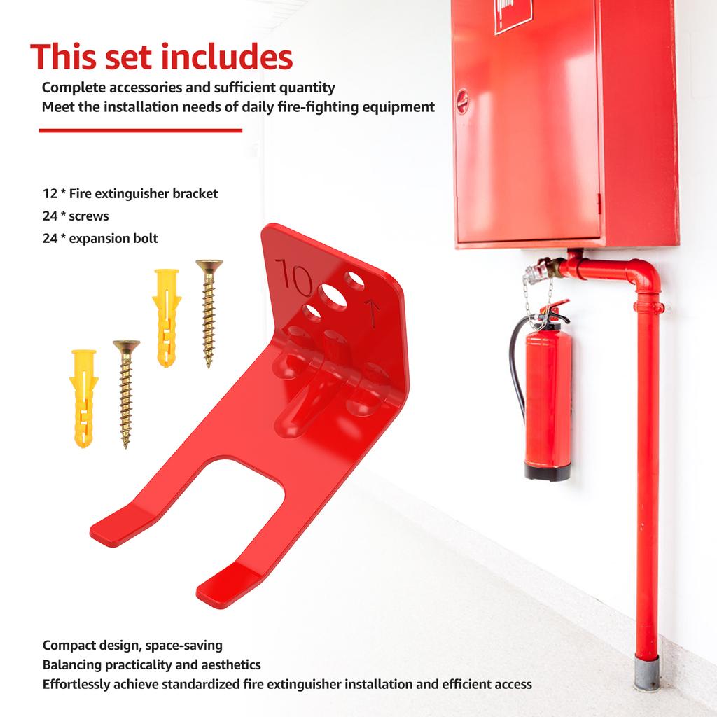 12Pcs Universal Fire Extinguisher Brackets Heavy Duty Wall Mount Holder with Screw & Expansion Tube for Large Small Dry Chemical