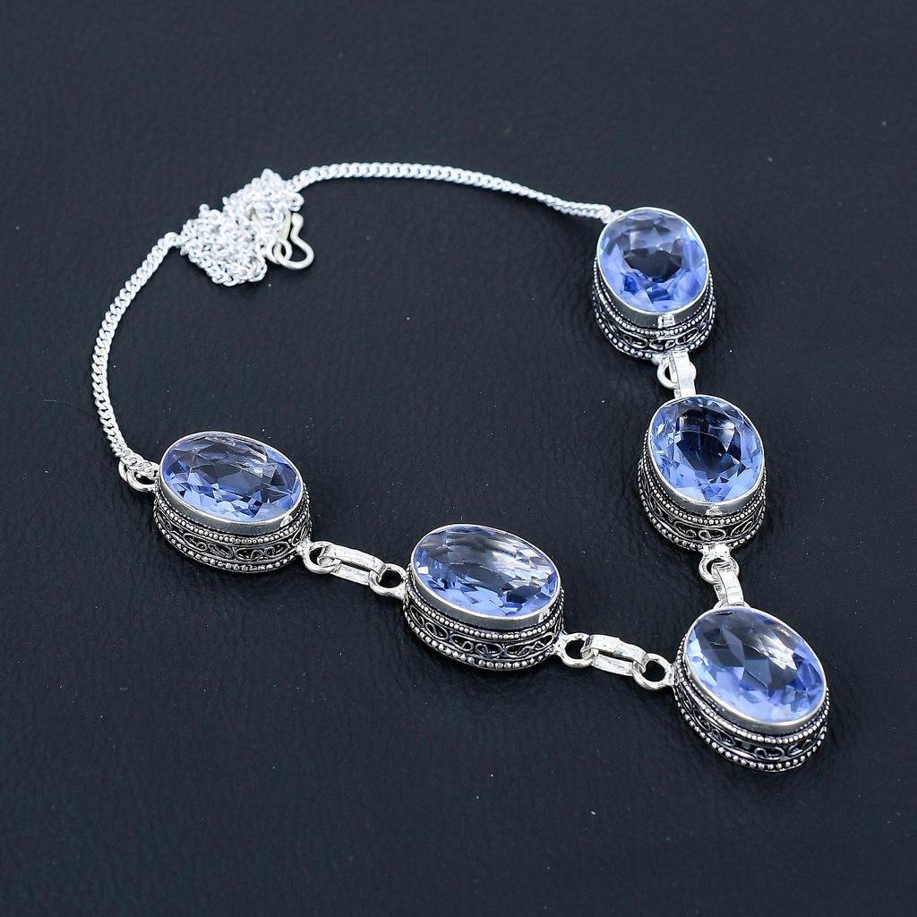 Iolite Gemstone Handmade 925 Sterling Silver Necklace, Antique Jewelry Necklace, Iolite Necklace For Women, Birthstone Jewelry For Gifts