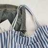 Striped large capacity canvas tote bag women's shoulder bag