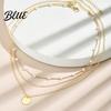 Double-layered Necklace Women Faux Pearl Decor Heart Pendant Lady Layered