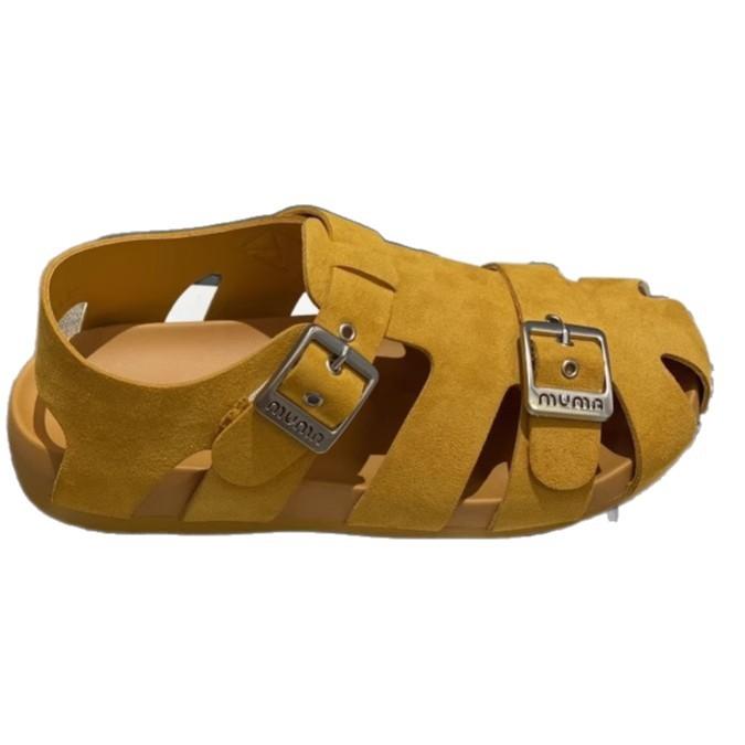 Cowhide version~ Leather platform sandals women's 2025 summer new models with skirts Hollow pig cage shoes Baotou Roman shoes