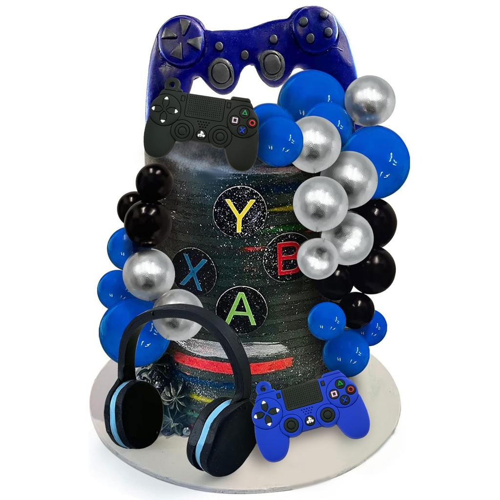 30 PCS Video Game Themes Cake Toppers Headset Ball Game Controller Cake Decoration for Game Theme Birthday Party Cake Decoration