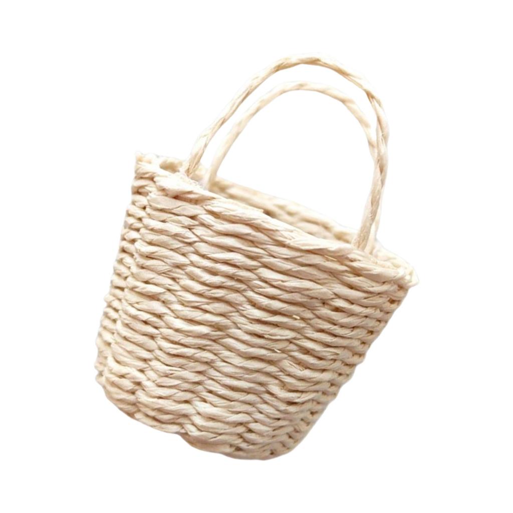 Miniature Dollhouse Woven Basket 1/12 Scale for Dollhouse Playset Wickerwork Handcrafted Wicker Punnet