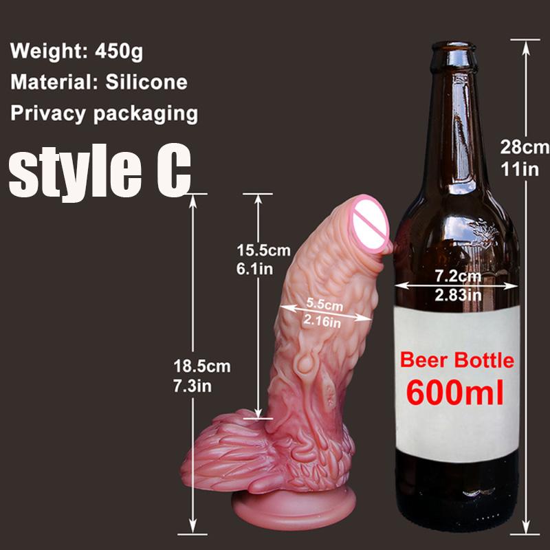 Erotic Soft Silicone Animal Dildo Sucker Cock Lesbian Double Masturbator Penis Butt Plug Male Female Sex Toy