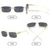 Retro Uv400 Clear Shades Cheetah Decoration Ocean Lens Sun Glasses Rimless Rectangle Sunglasses