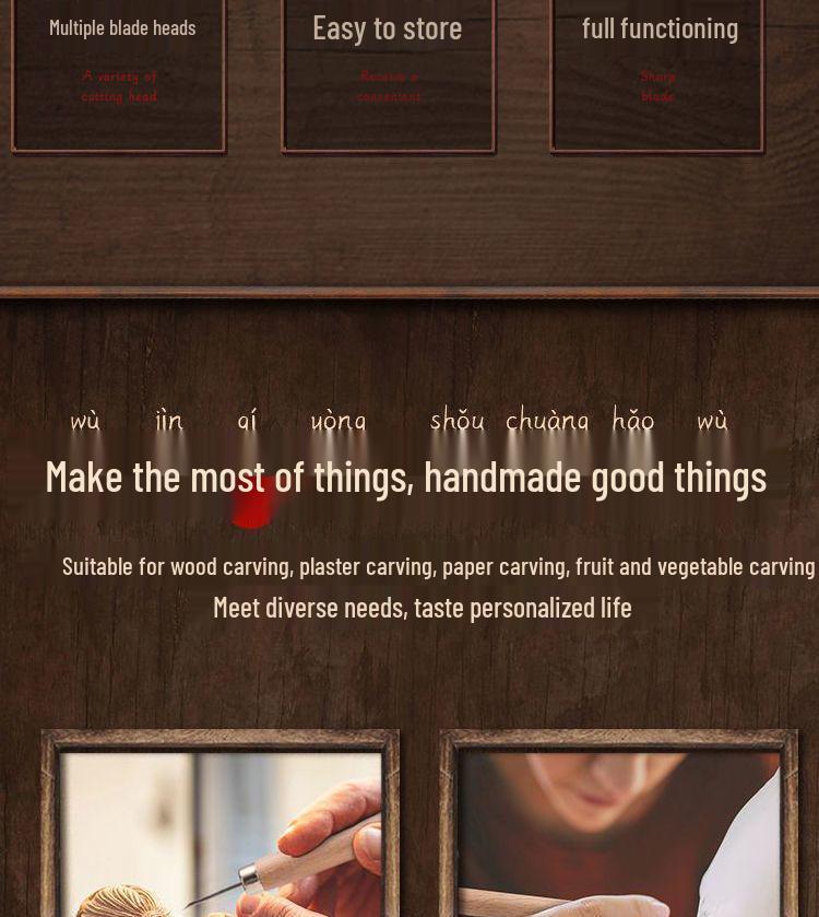 Set de cuțite pentru sculptură în lemn realizat manual: Cuțit curbat pentru cioplit și unealtă pentru scobit linguri pentru DIY