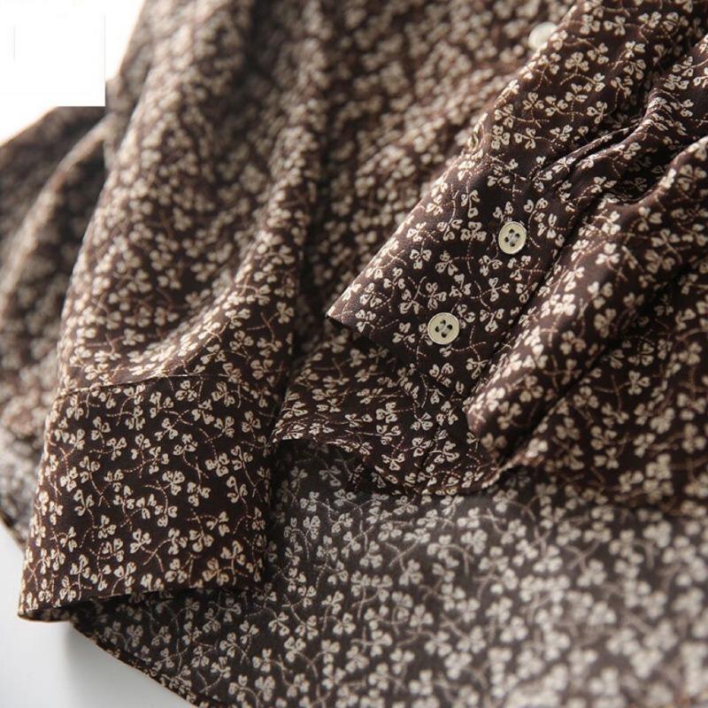 Floral Shirt for Women's Fashionable and Unique Design Knitted Spliced top Long Sleeve Round Collar