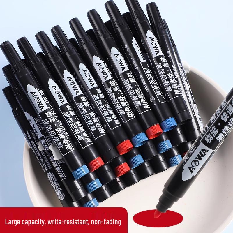 Large Tip Black Oil-Based Quick-Dry Waterproof Marker for Express Logistics