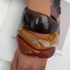 Salircon Vintage Punk Dark Coffee Thick Resin Acrylic Smudging Bangles Geometric Irregular Bracelets Women Pulseras Jewelry Gift