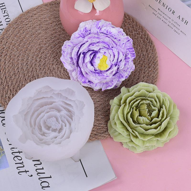 Large Peony Scented Candle & Soap Mold - DIY Home Decor Silicone Mold
