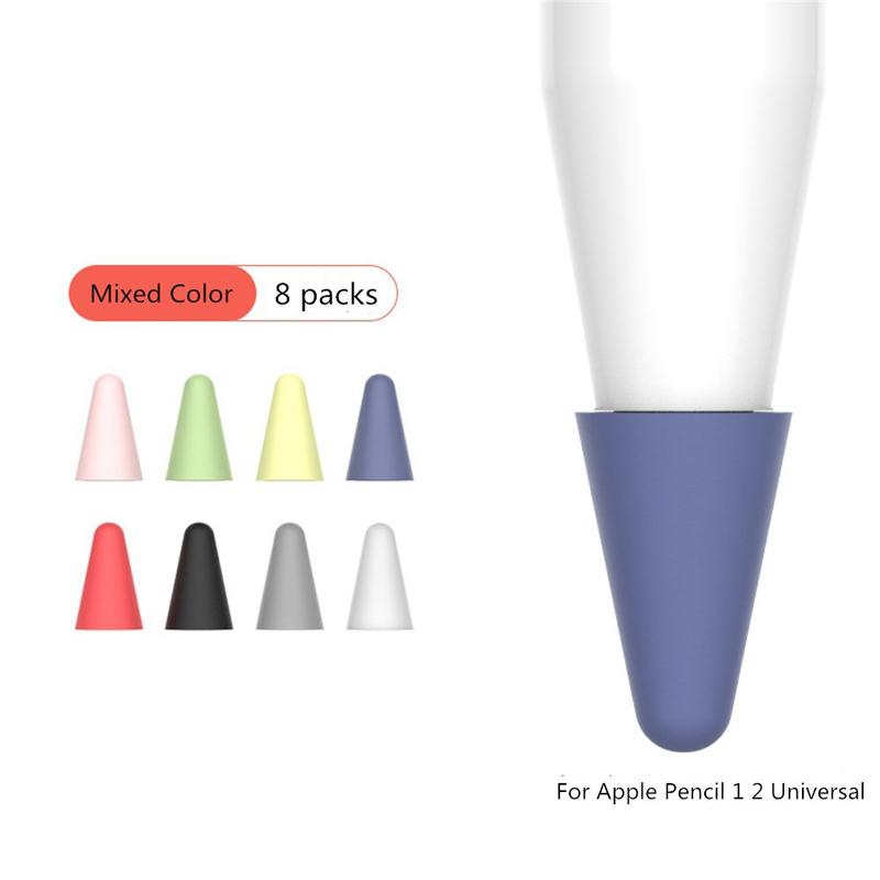 8pcs Soft Silicone Replacement Tip Case For Apple Pencil Touch Screen Stylus Pen Case Nib Protective Cover For Apple Pencil 1 2