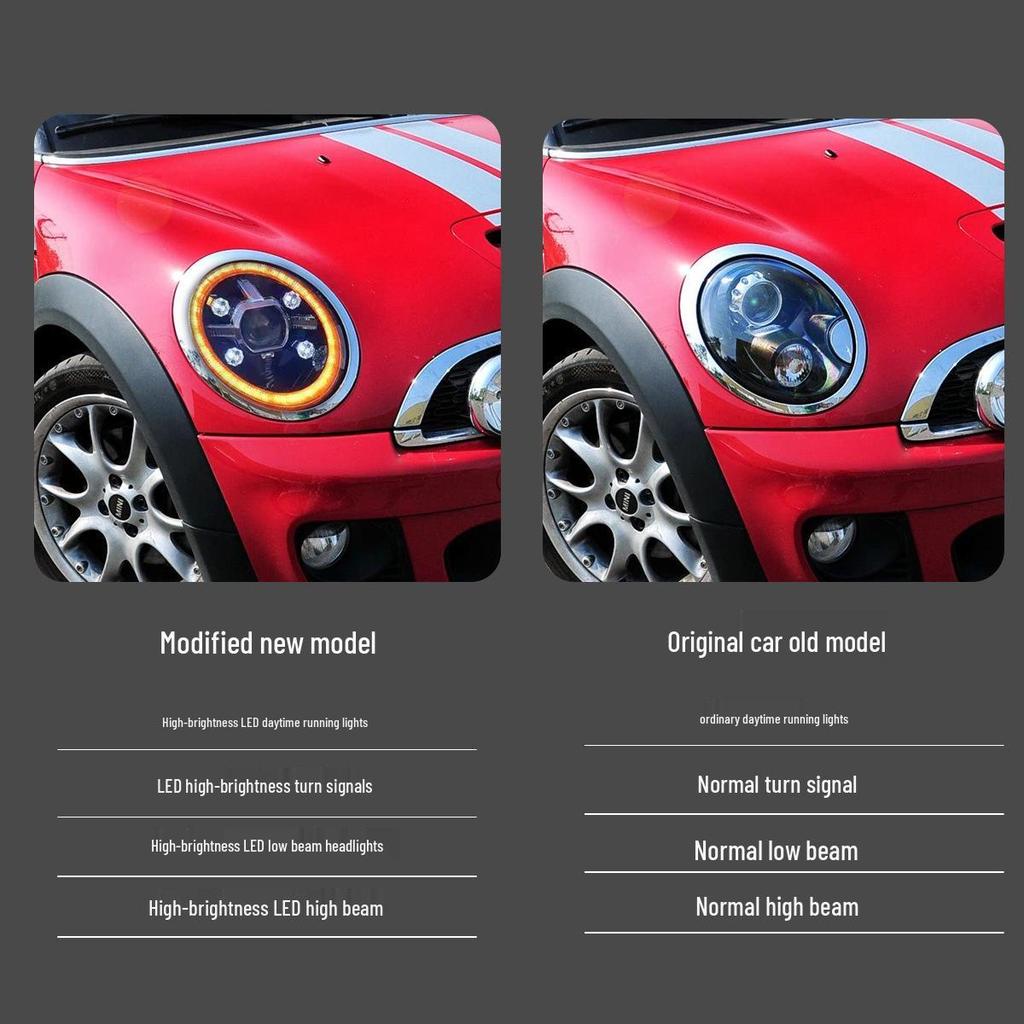 Compatible with 2014-2023 BMW Mini F56/F55 Headlight Assembly: Crystal DRL with Flowing Turn Signals.