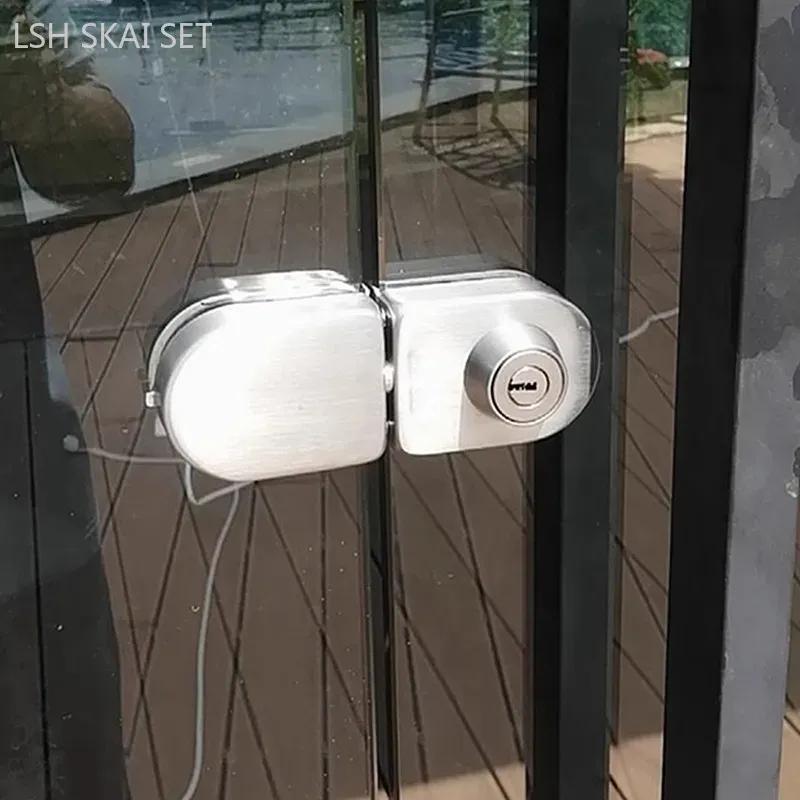 304 Stainless Steel Glass Door Lock Frameless Glass Floor Lock Latch Store Security Door Locks Office Door Accessories