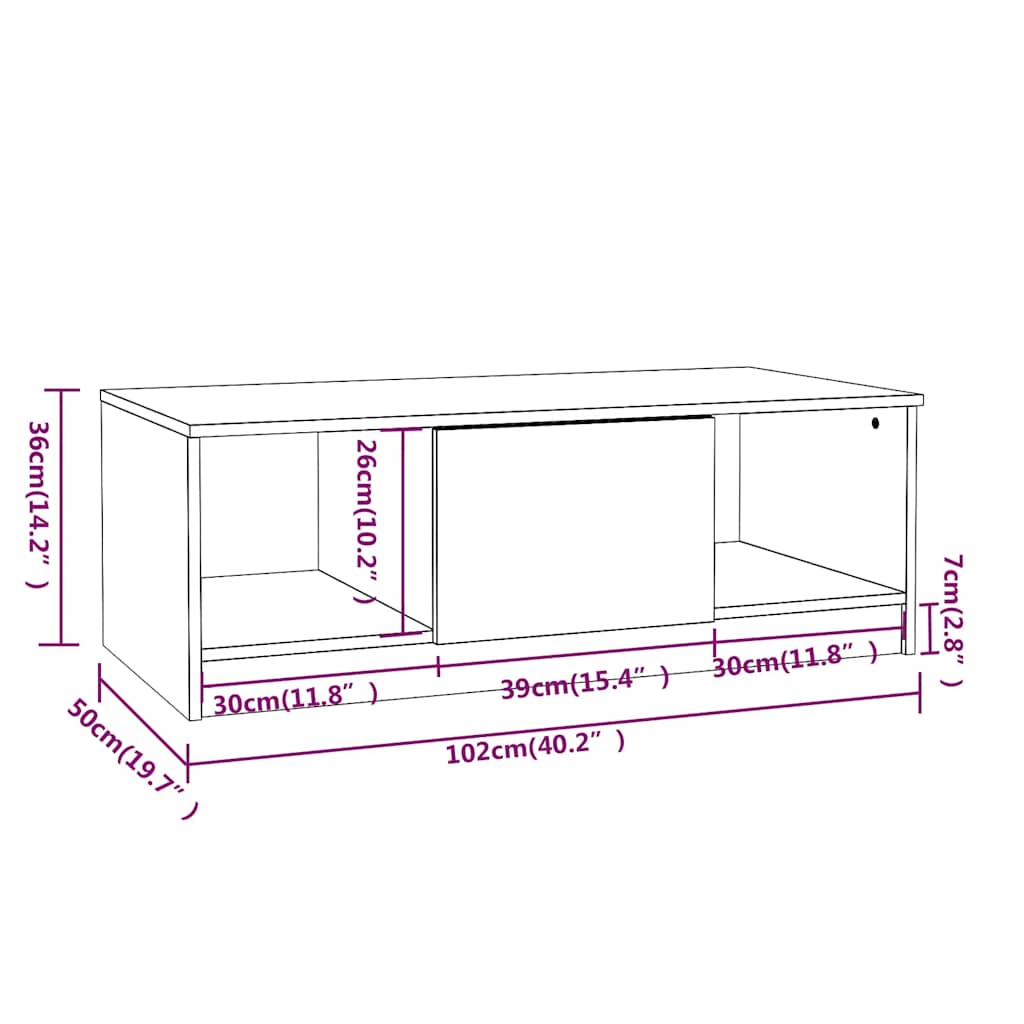 Coffee Table Sonoma Oak 102x50x36 Cm Engineered Wood