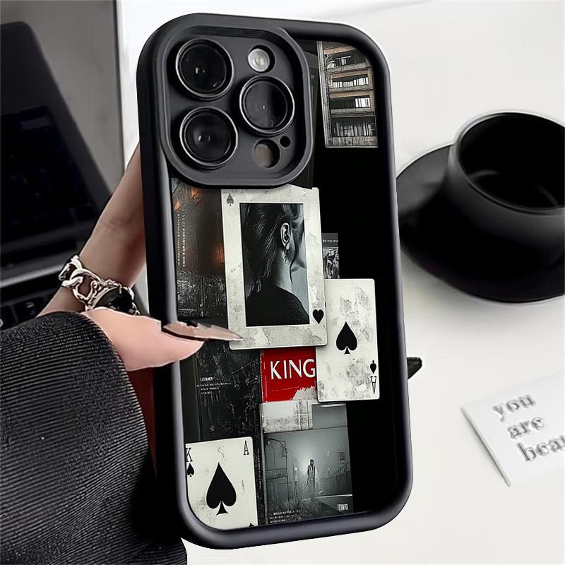 Мягкий силиконовый чехол с рисунком туза пик для iPhone 16 Pro Max 15 Plus 14 13 Pro 12 — фото 10