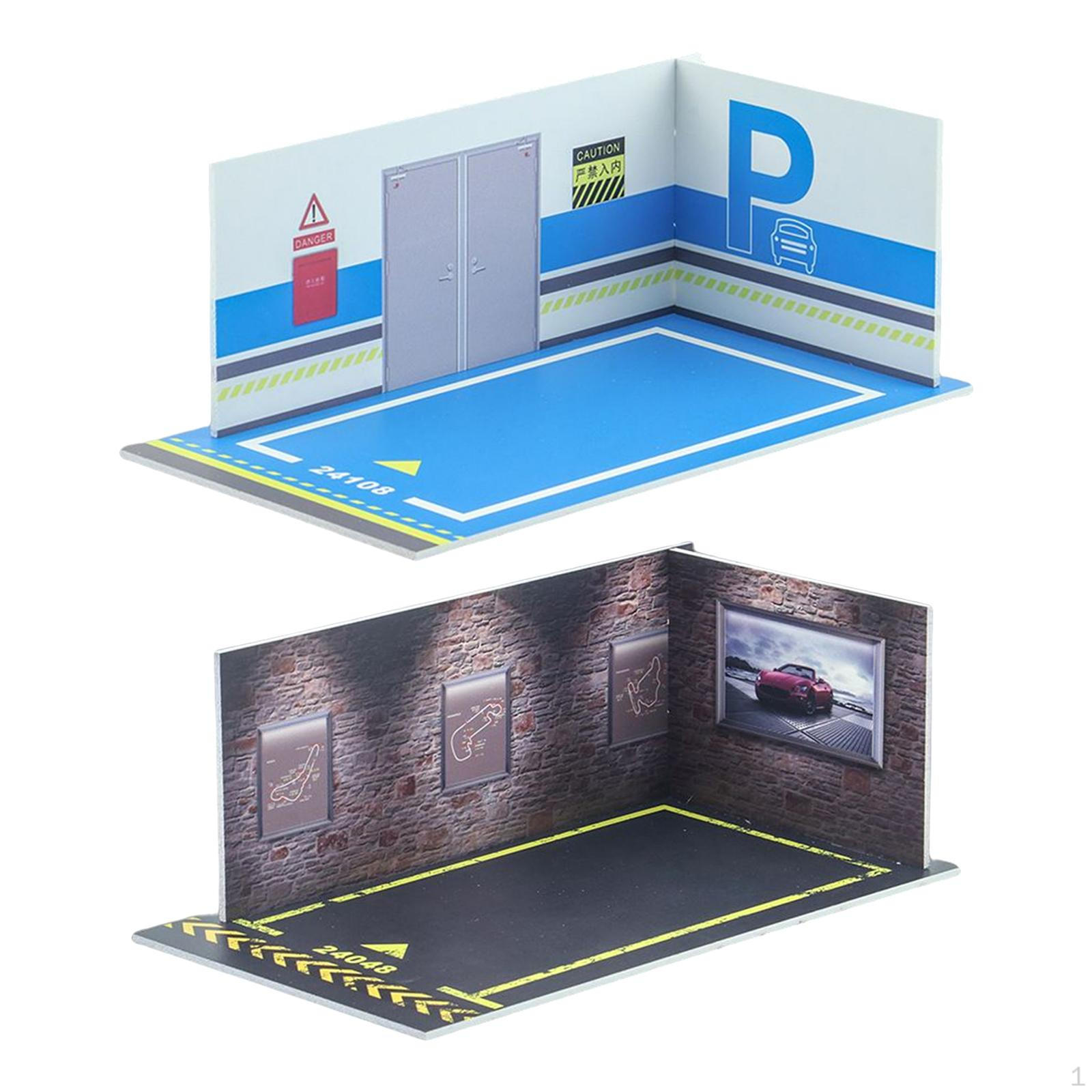 

2x 1/24 DIY Car Model Diorama Parking Scenery for Lovers Blue Floor