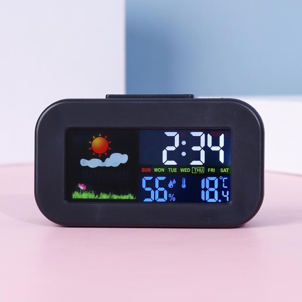 Despertador Digital de LED com Previsão do Tempo, Exibição de Temperatura e Umidade