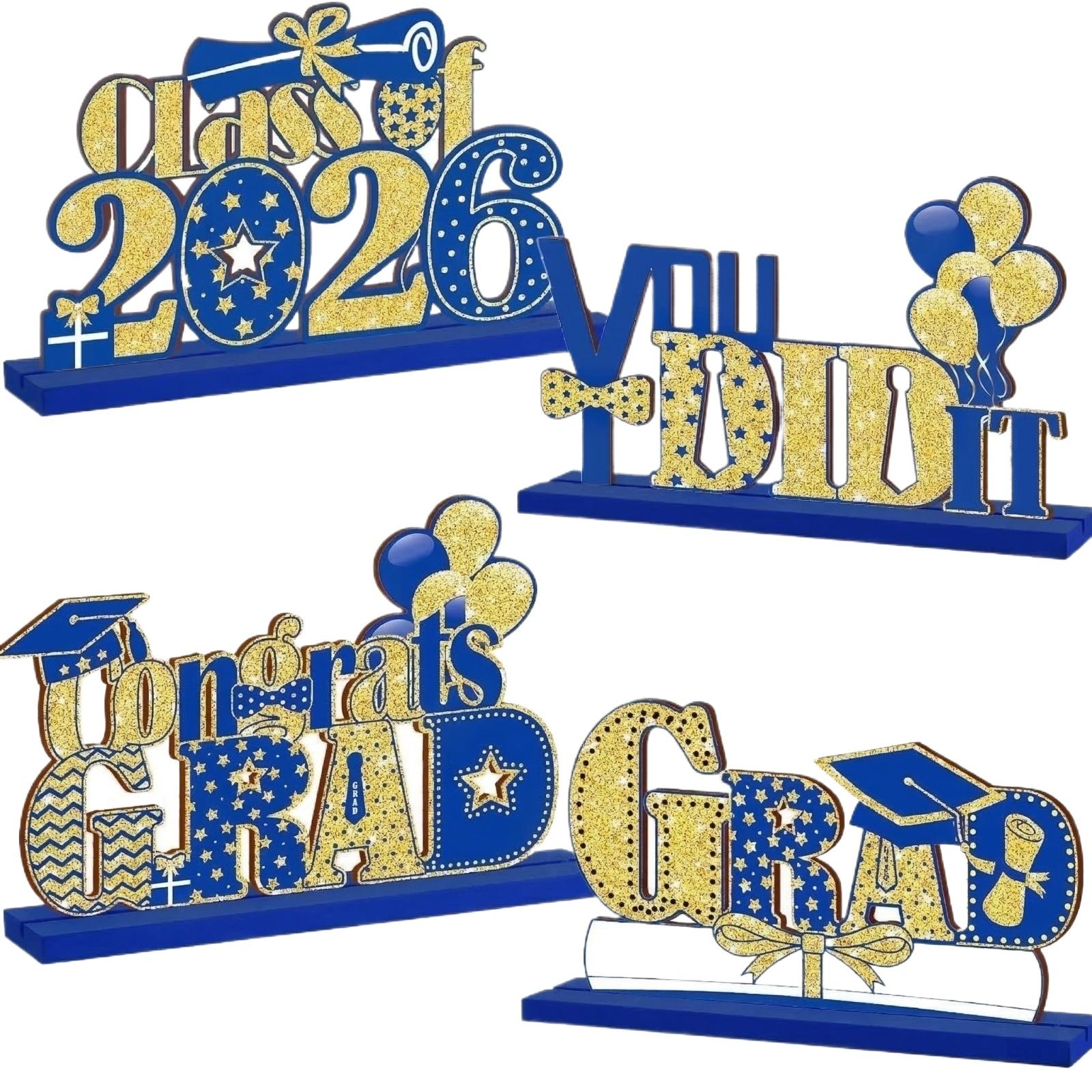 

Center Decoration For The Graduation Desk, Wooden Desk Decoration For The Class Of 2026 синий