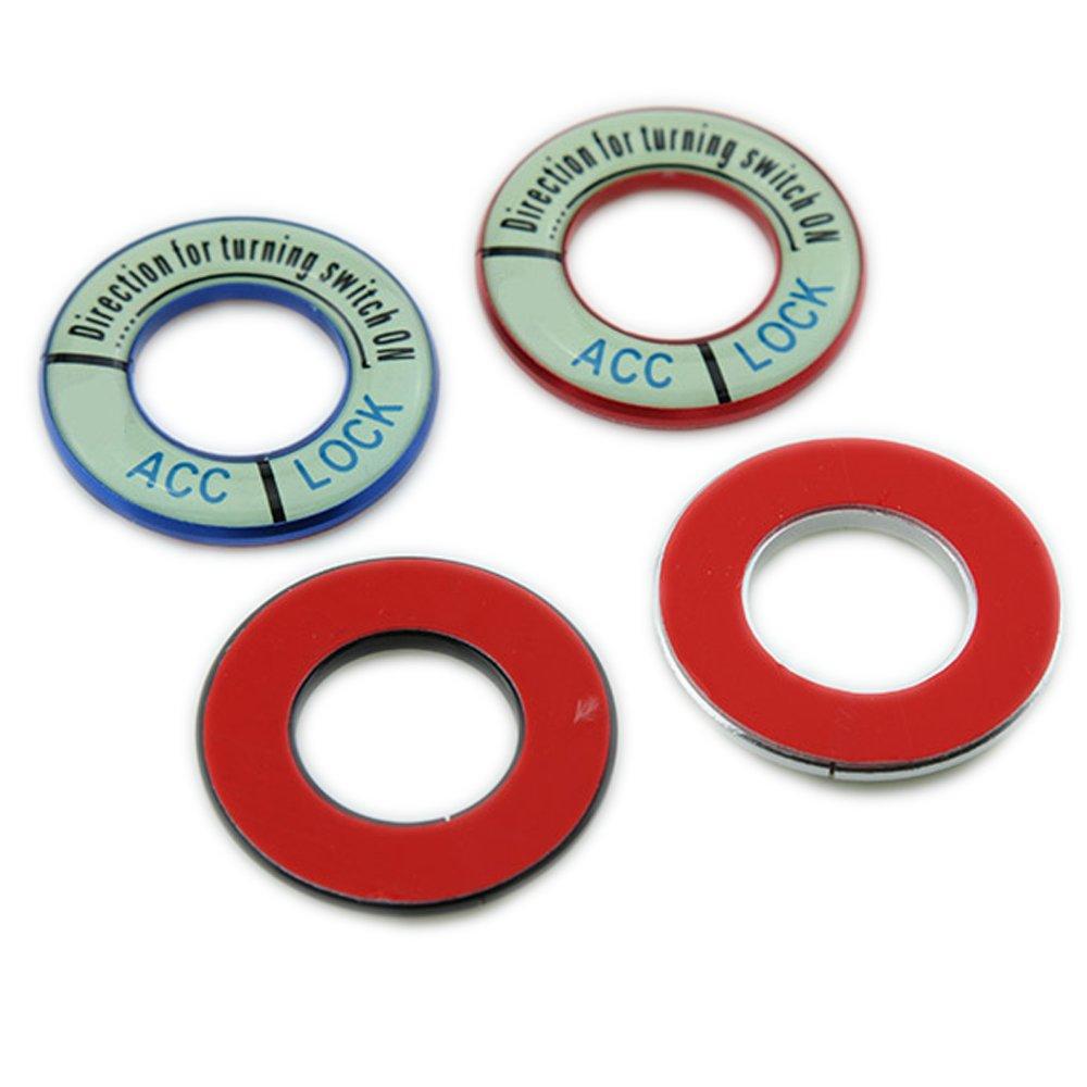 PolarLander Schlüsselblende Schalterabdeckung Kreisaufkleber Aluminiumlegierung Auto Zündschlüssel Dekoration Rot