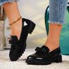 Damen Sommerschuhe Damenmode Glänzendes Leder Loafer zum Hineinschlüpfen Retro Mittelhoher Absatz Einfarbig Freizeitschuhe Schuhe für Frau