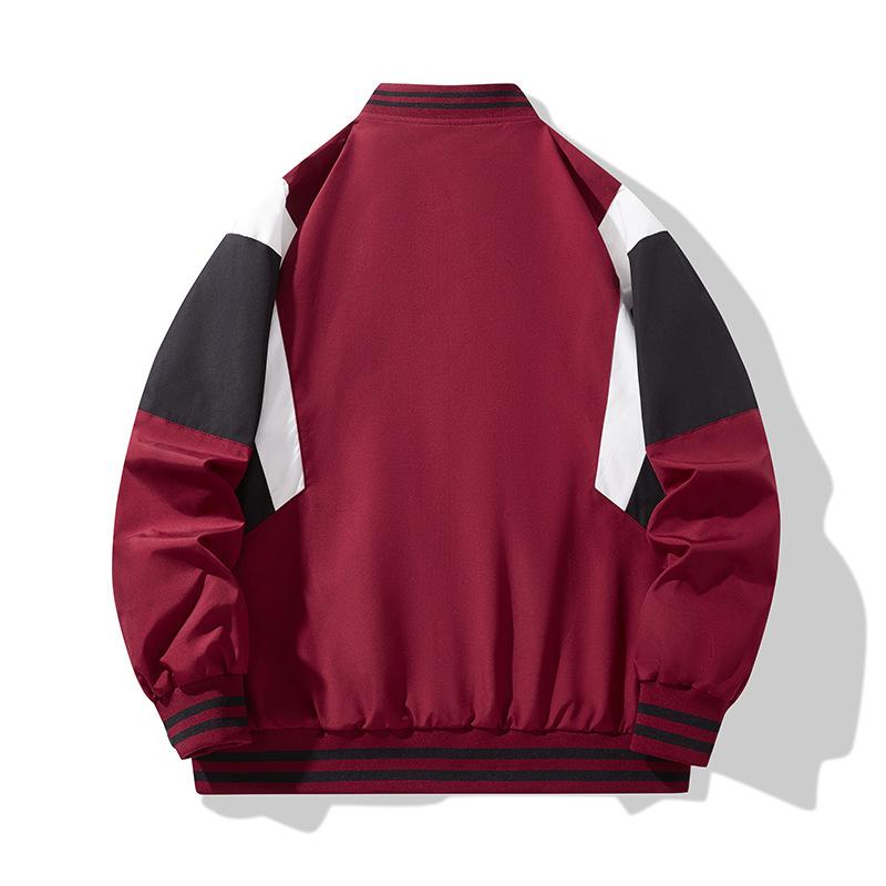 Jacket Men's Stand-up Collar Spring, Autumn and Winter Color Matching Student Teenagers Splicing Contrasting Color Loose Sports Leisure