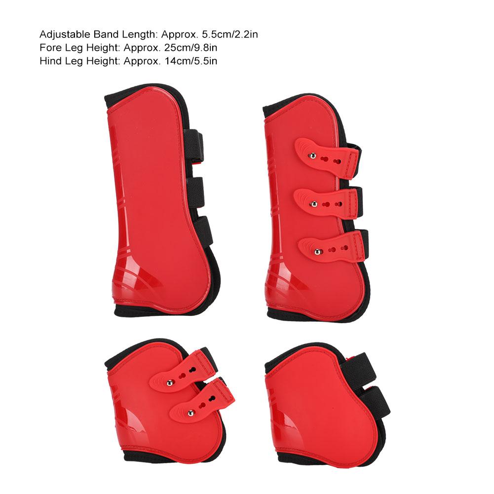 A Set of Fore Hind Leg Boots Adjustable Leg Guard Protector Horse Riding EquipmentRed L