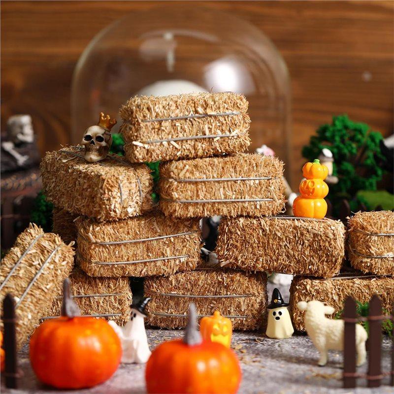 M-Modern-For Dollhouse Compatible 12 Pcs Mini Hay Bales- Small Decorative Straw Bale Set For Western Themed Parties, Fall Decora