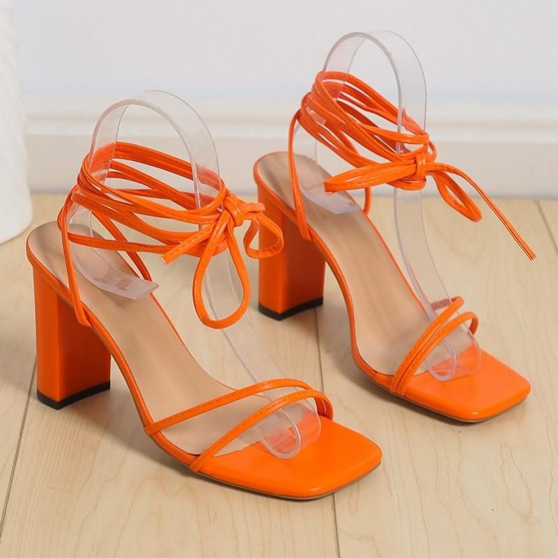 Summer Plus Size Women s Shoes Sexy Square Toe Strap Stiletto High Heels Cross Strap Sandals Women 35