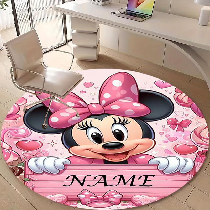 Personalized M-Minnie Round Chair Office Rug - Perfect for Mat, Office Chair & More - Ideal Gift for Birthdays and Holidays