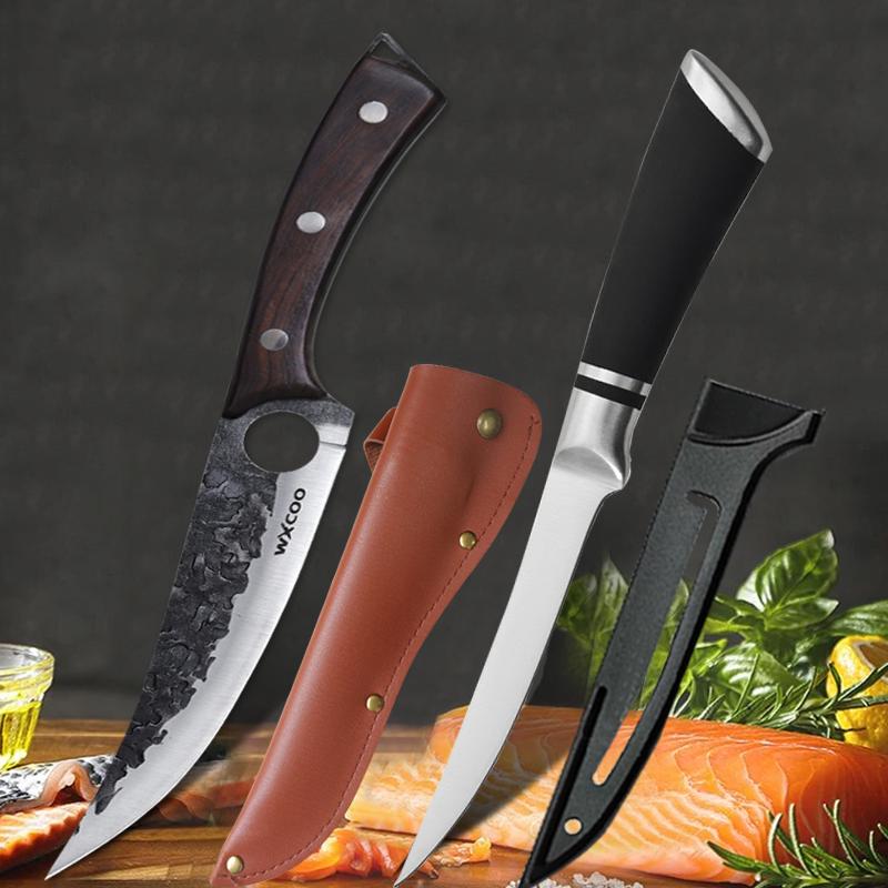 Professional Kitchen Boning Knives Wooden Handle Stainless Steel Fishing Fillet Knife Non-Slip Handle Meat Fish Slicing Knife