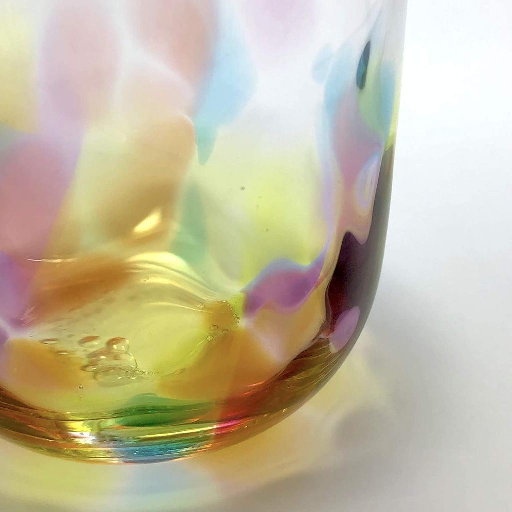 Hizen Bidoro Sake Rock Rainbow Old Fashioned Tumbler Made in Japan Gift Glass, Glass, [Traditional Craft/Blown Glass/Gift/350ml] (Celebration Present)