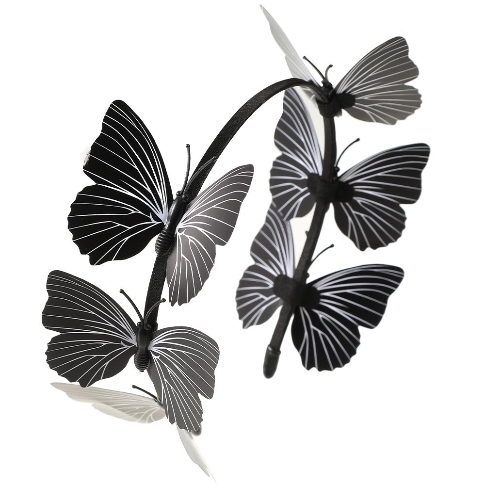 Butterfly Headband Hair Halloween Fairy Fascinator Headpiece Vintage Band Black Gothic Festival Crown Accessory Women