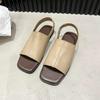 Fashion Women's Sandals Summer New Square Head Open-toe Line with Soft Soles Anti-slip Wear-resistant Flat Shoes