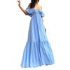 Summer new women's elegant solid color off-shoulder strapless midi dress