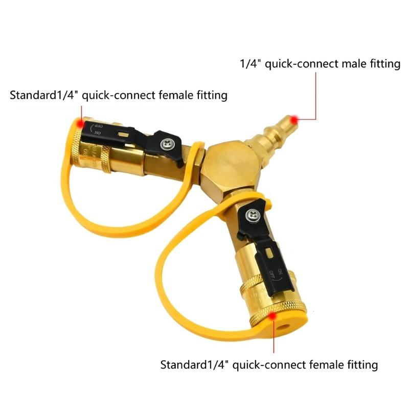 Metal Propanes Y Splitters Quick Disconnects Fittings High Pressure Gas Adapter For Barbecue Stove Secures Seal