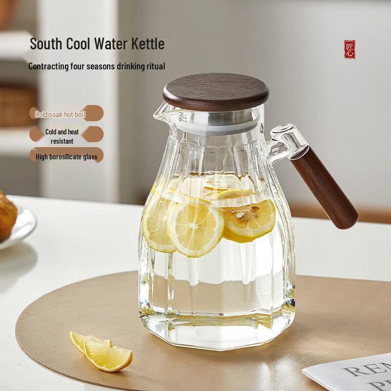 YIHUTEA Handmade High Borosilicate Glass Water Jug