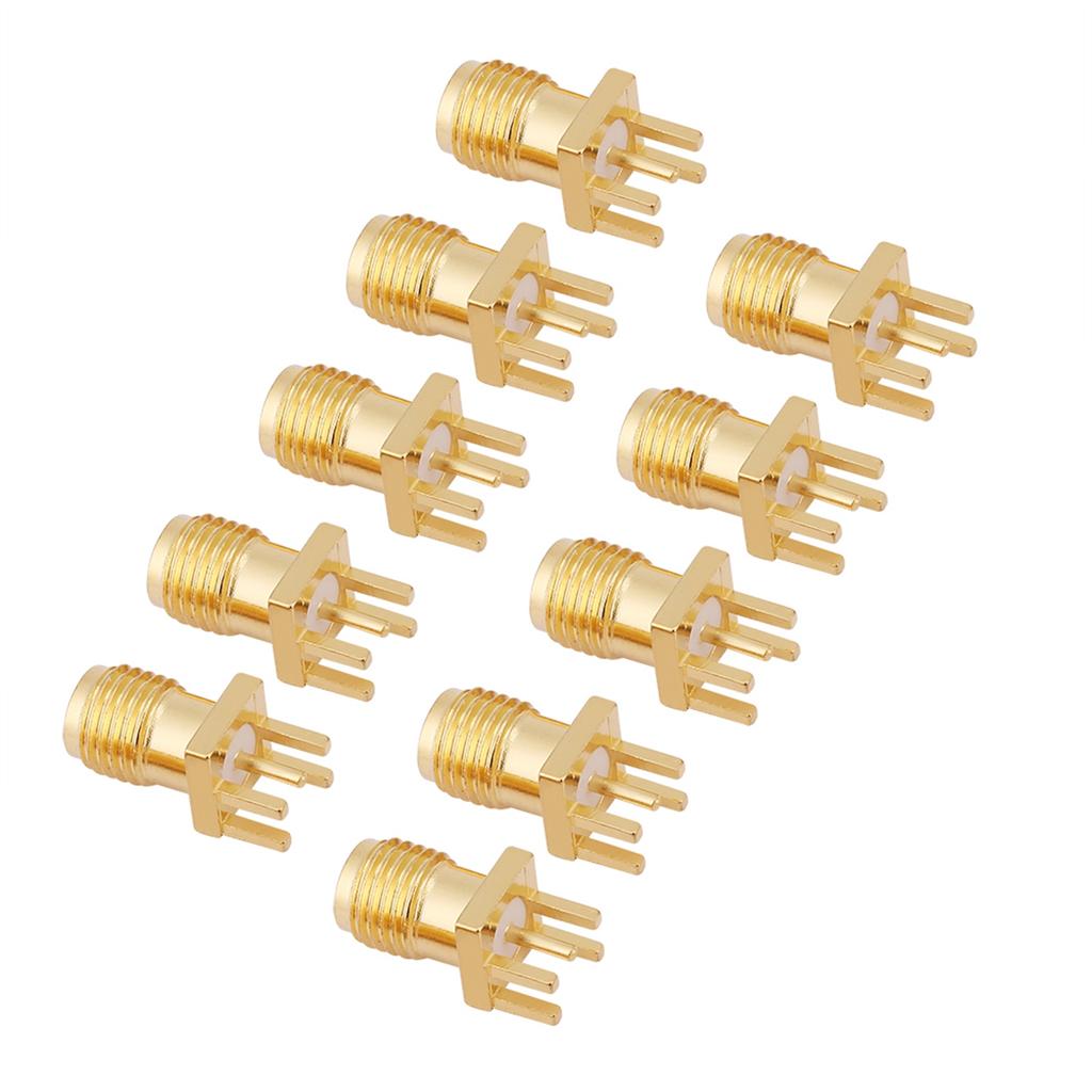 SMA Socket, 10pcs SMA Female Connector Brass SMA Female Base Socket PCB Mount 50 Ohm RF Connectors, SMA Optic Connectors