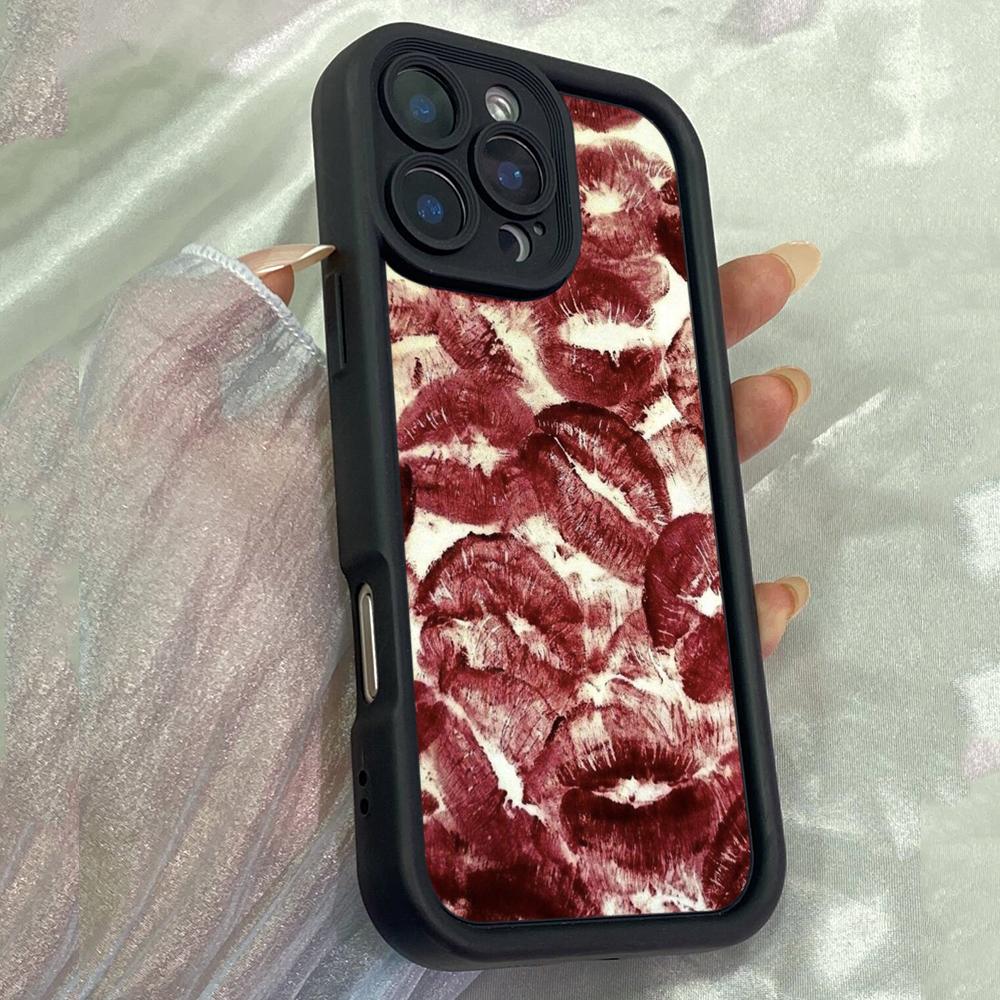 JT1 Abstract Artwork with Red Lips Phone for for iPhone 17 16 Pro Max Samsung S26 Ultra  A17 A26 A07 Xiaomi Redmi Note 14 Pro Plus Soft TPU Case Cover