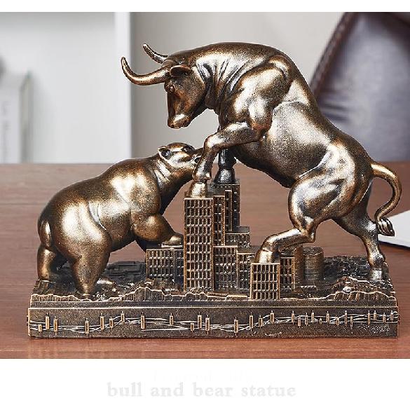 AETVRNI Bull and Bear Statue Wall Street Bull Statue - Ideal Stock Market Gift for Men Office Decoration Wall Street Bull Vs Bear Home Décor Stock