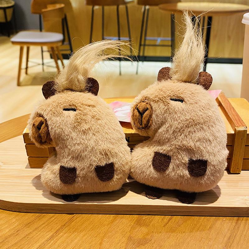 Adorable Capybara Plush Keychain Cute Car Accessory Creative Cartoon Style Gift