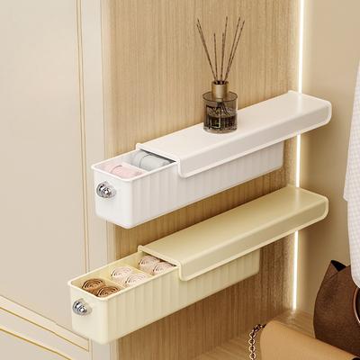 [Minimalist Design] Wall-Mounted 3-in-1 Plastic Storage Organizer for Underwear, Socks, and Accessories - Portable Hanging Closet Shelf with Drawers