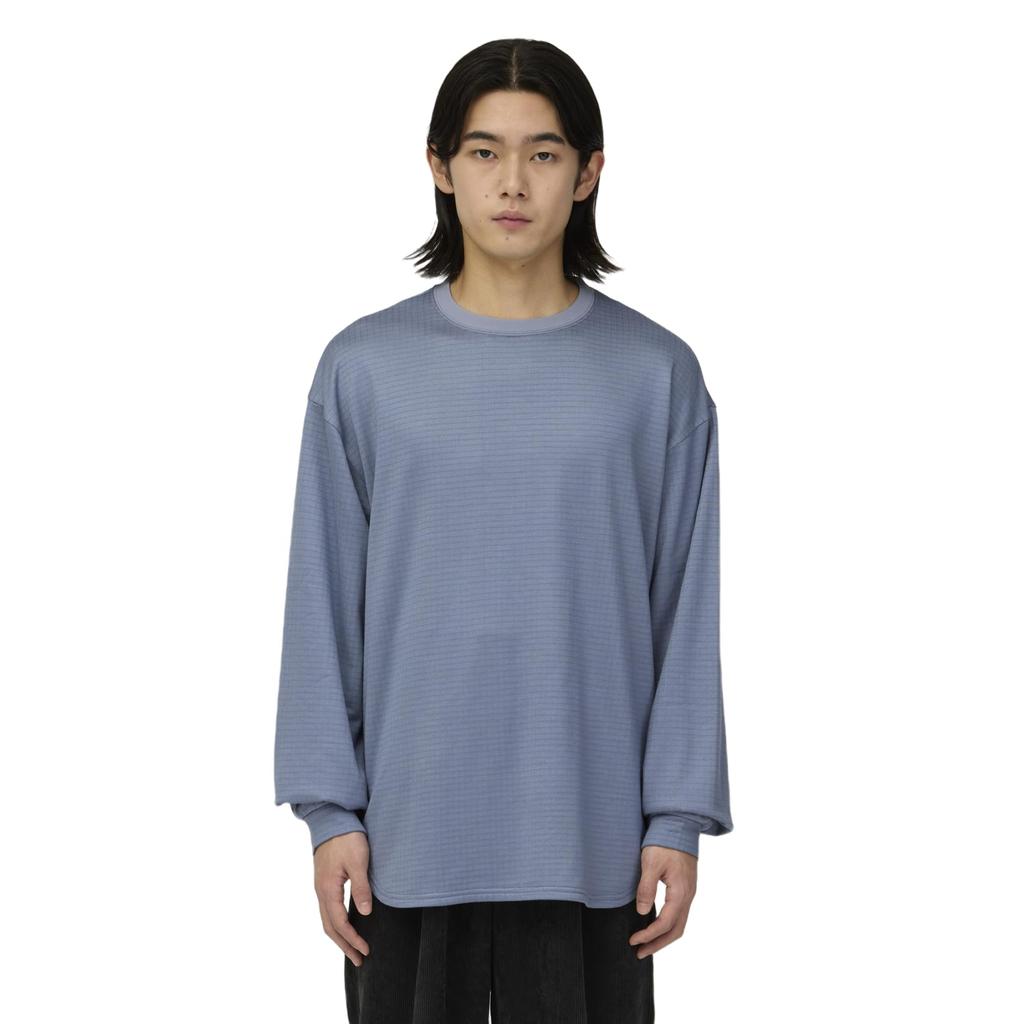 Snow Peak Fusion Grid Stretchable Grid Light XL L/S Pullover, Long-Sleeve Shirt, Blue